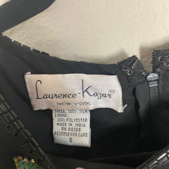 NWT VTG Laurence Kazar Multi-Color SILK sequins beaded blouse top size small - Picture 4 of 6